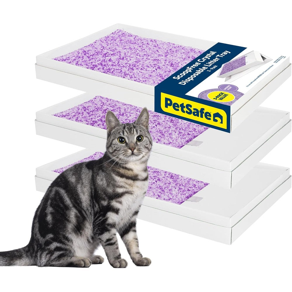 PetSafe ScoopFree disposable crystal cat litter tray front view packaging
