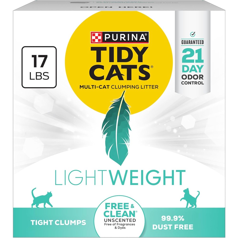 Purina Tidy Cats Lightweight Free And Clean Unscented Multi Cat Clumping Cat Litter 17 Pound Box