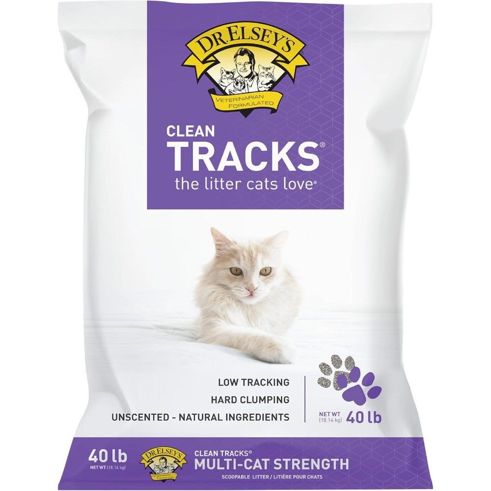 Dr. Elsey's Clean Tracks Clumping Clay Cat Litter front view bag packaging