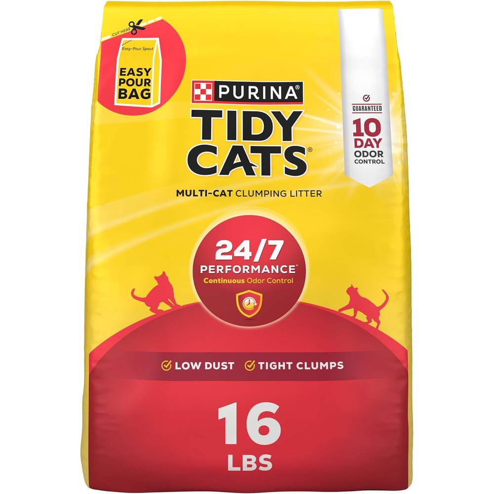 Purina Tidy Cats Clumping Cat Litter Odor Control 24/7 Performance Multi Cat Formula 16 Pound Bag