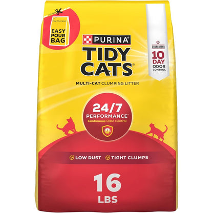 Purina Tidy Cats Clumping Cat Litter Odor Control 24/7 Performance Multi Cat Formula 16 Pound Bag