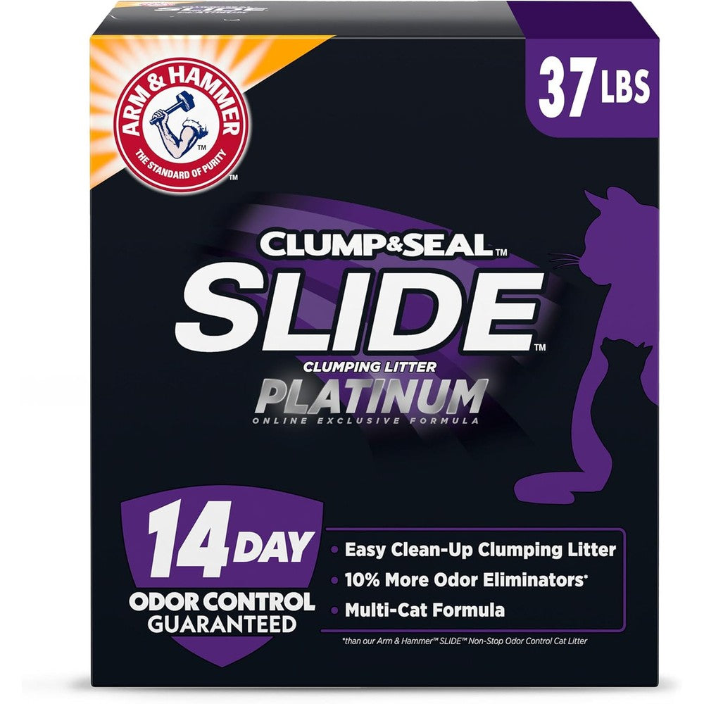 Arm And Hammer Clump And Seal Slide Platinum Multi-Cat Clumping Cat Litter With Easy Clean Technology 37 Pounds