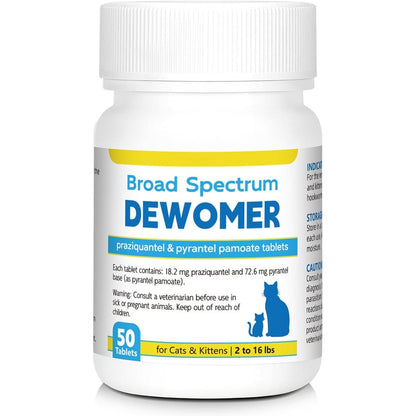 Elanco broad spectrum dewormer for cats fifty tablets bottle front view
