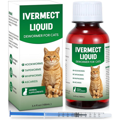 Aether Broad Spectrum Cat Dewormer bottle front view with oral syringe
