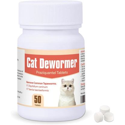 Hgdsyka broad spectrum cat dewormer fifty tablets front view packaging
