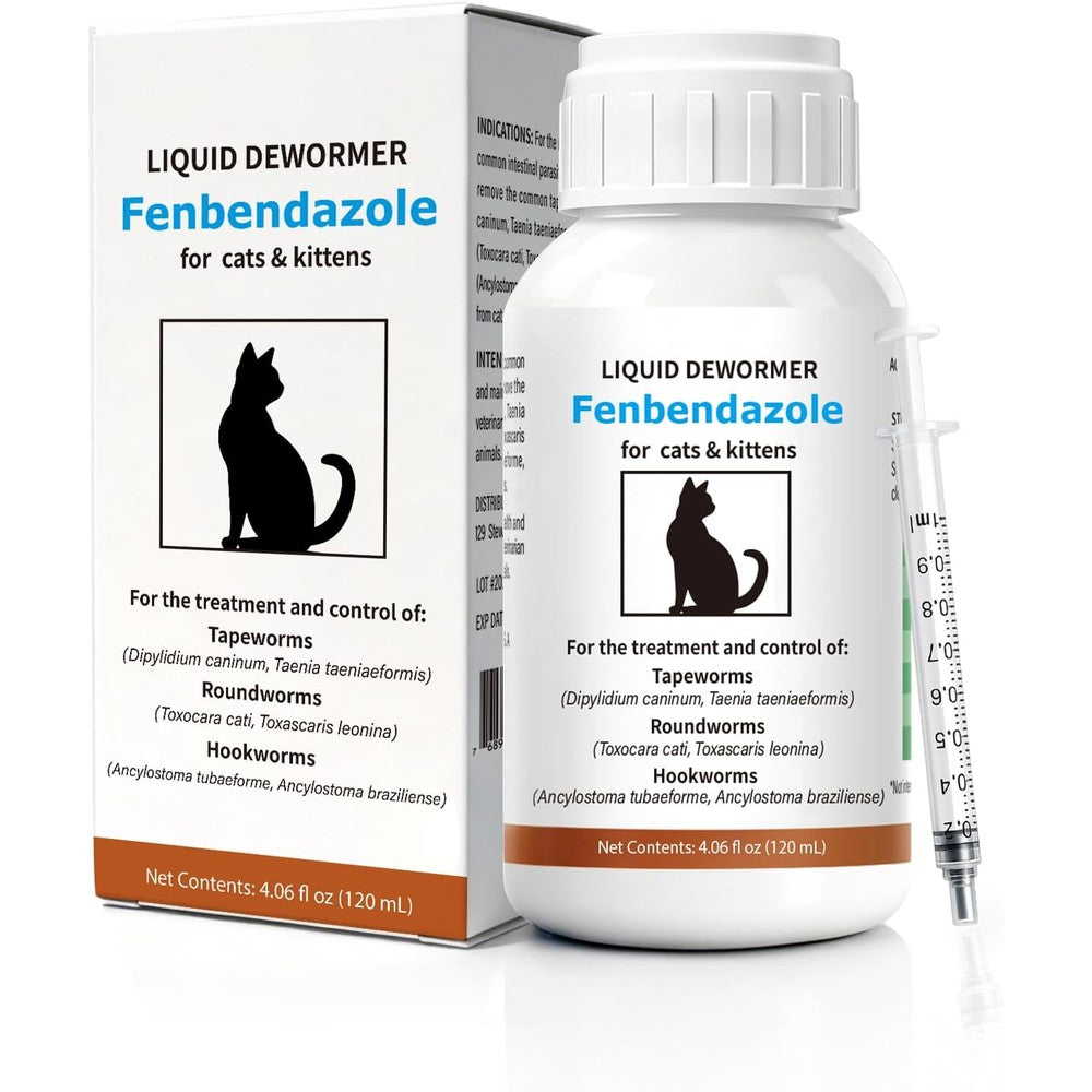 Netrca Fenbendazole Liquid Dewormer for cats front view package design.