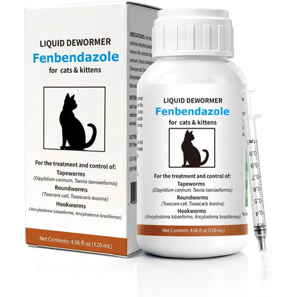 Netrca Fenbendazole Liquid Dewormer for cats front view package design.