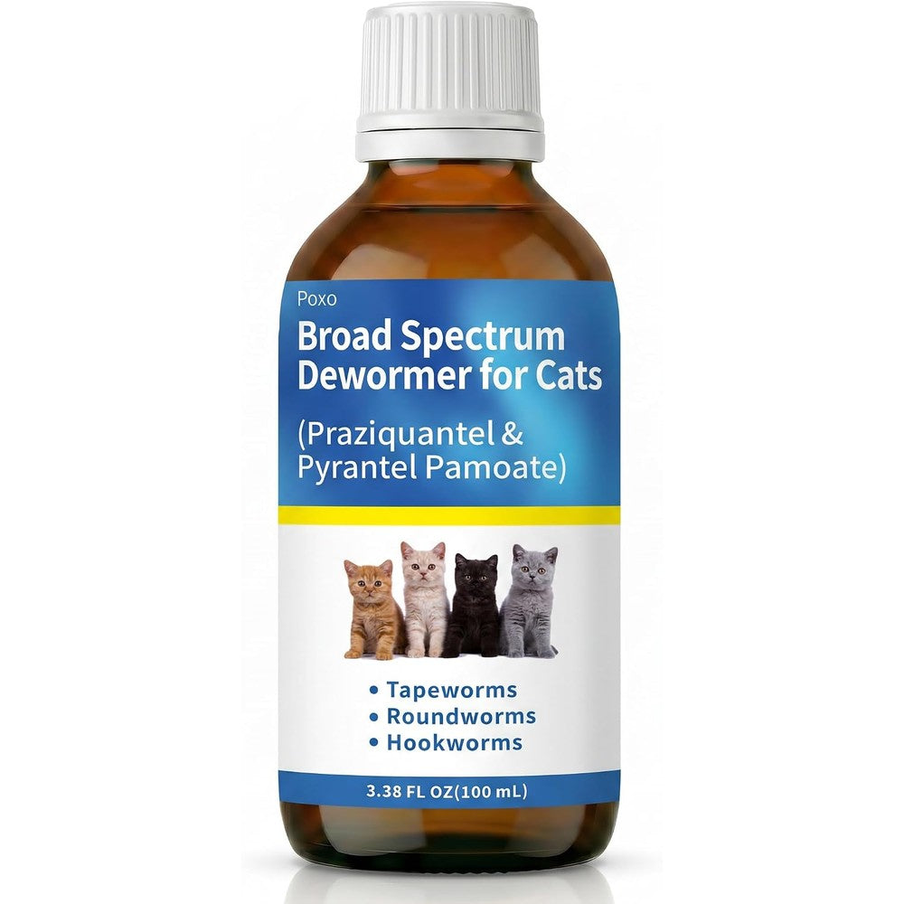 Poxo Broad Spectrum Dewormer Liquid for Cats front view bottle packaging