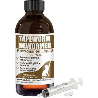 VetaSure Tapeworm Dewormer liquid bottle front view for feline parasite treatment