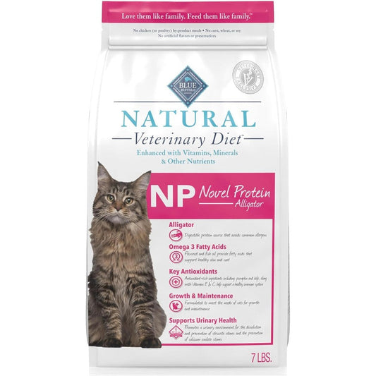 Blue Buffalo Natural Veterinary Diet NP Novel Protein Alligator Grain Free Dry Cat Food 7 Pound Bag