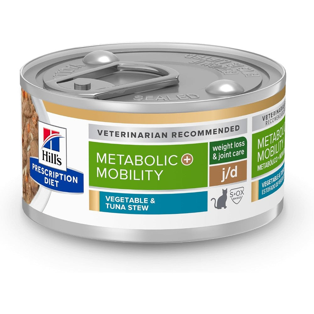 Hill's Prescription Diet j/d Joint Care and Metabolic Weight Vegetable and Tuna Stew Wet Cat Food Veterinary Diet 2.9 Ounce Cans 24 Pack