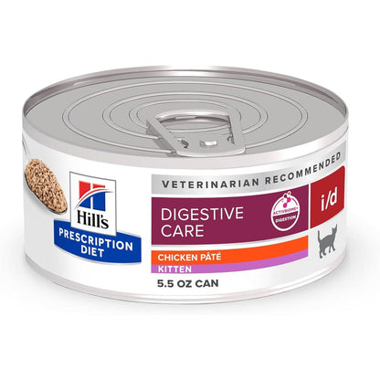 Hill's Prescription Diet i/d Digestive Care Kitten Wet Cat Food Chicken PÃ¢tÃ© 5.5 Ounce Cans 24 Pack