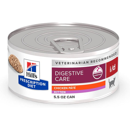 Hill's Prescription Diet i/d Digestive Care Kitten Wet Cat Food Chicken PÃ¢tÃ© 5.5 Ounce Cans 24 Pack