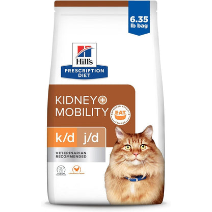 Hill's Prescription Diet k/d Kidney Care + j/d Mobility Care Dry Cat Food Chicken Flavor 6.35 Pound Bag