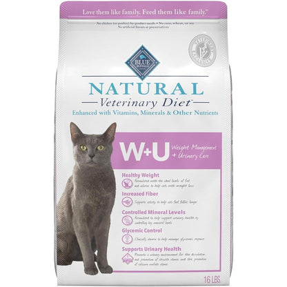 Blue Buffalo Natural Veterinary Diet Weight Management And Urinary Care Dry Cat Food Satiety And Bladder Support Chicken Flavor Sixteen Pound Bag