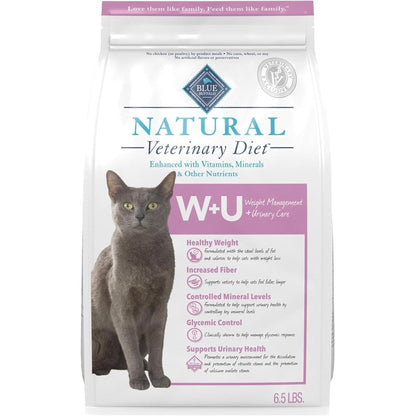 Blue Buffalo Natural Veterinary Diet W Plus U Weight Management And Urinary Care Dry Cat Food Chicken Flavor 6.5 Pound Bag