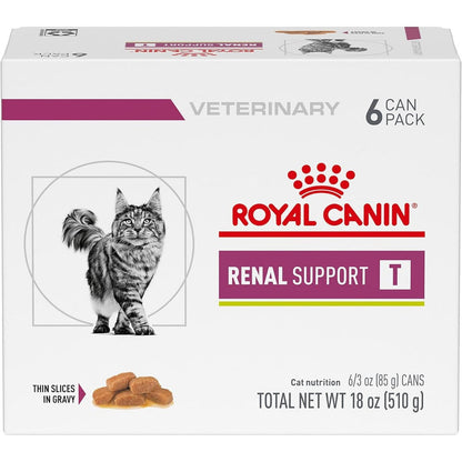 Royal Canin Veterinary Diet Feline Renal Support T Adult Thin Slices In Gravy Wet Cat Food 3 Ounce Pack Of 6