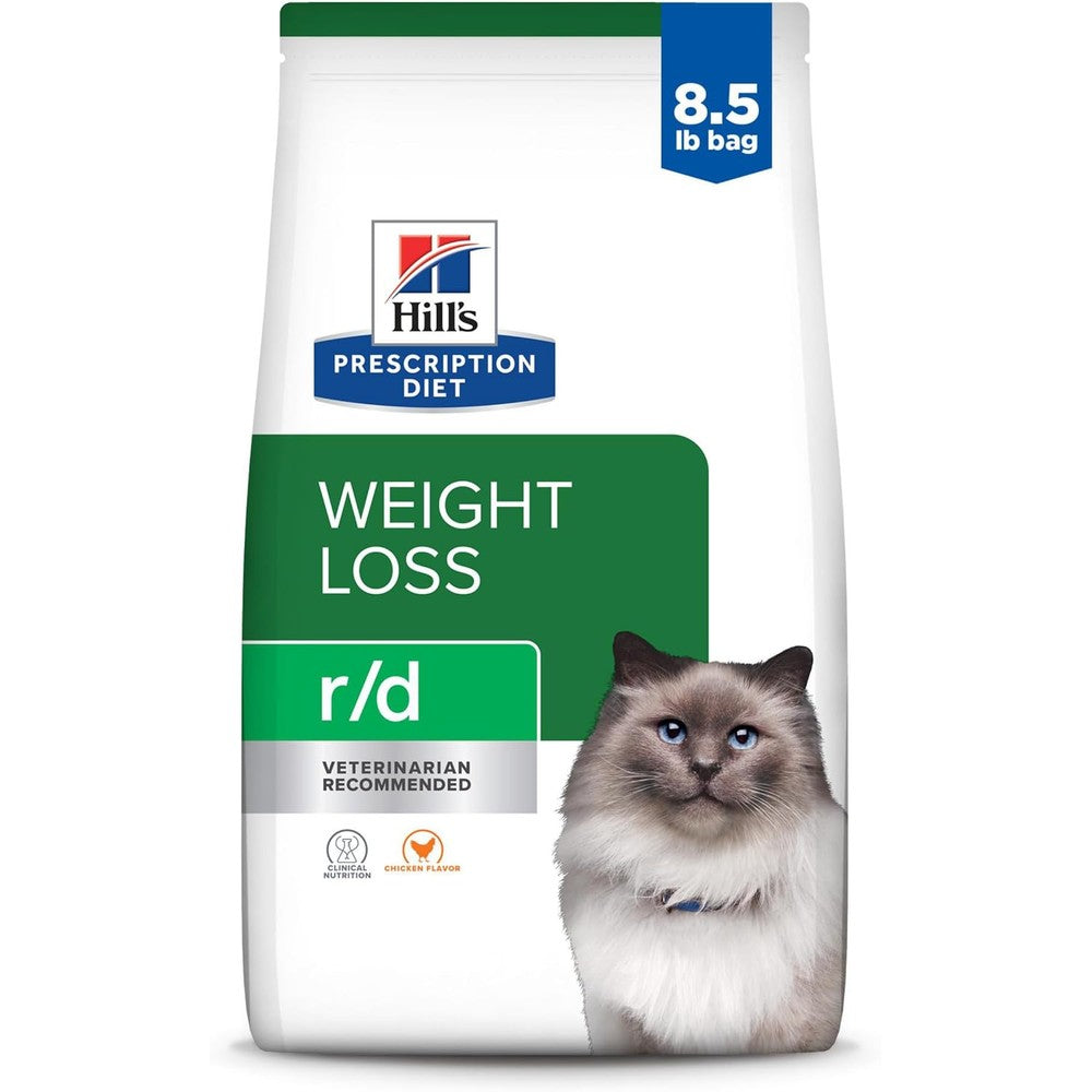 Hill's Prescription Diet r/d Weight Reduction Chicken Flavor Dry Cat Food For Overweight Adult Cats, Authentic Imported 8.5 Pound Bag