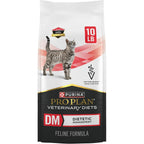 Purina Pro Plan Veterinary Diets DM dry cat food front view of the ten pound bag.