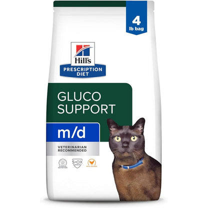 Hill's Prescription Diet m/d GlucoSupport Chicken Flavor Dry Cat Food Four Pound Bag