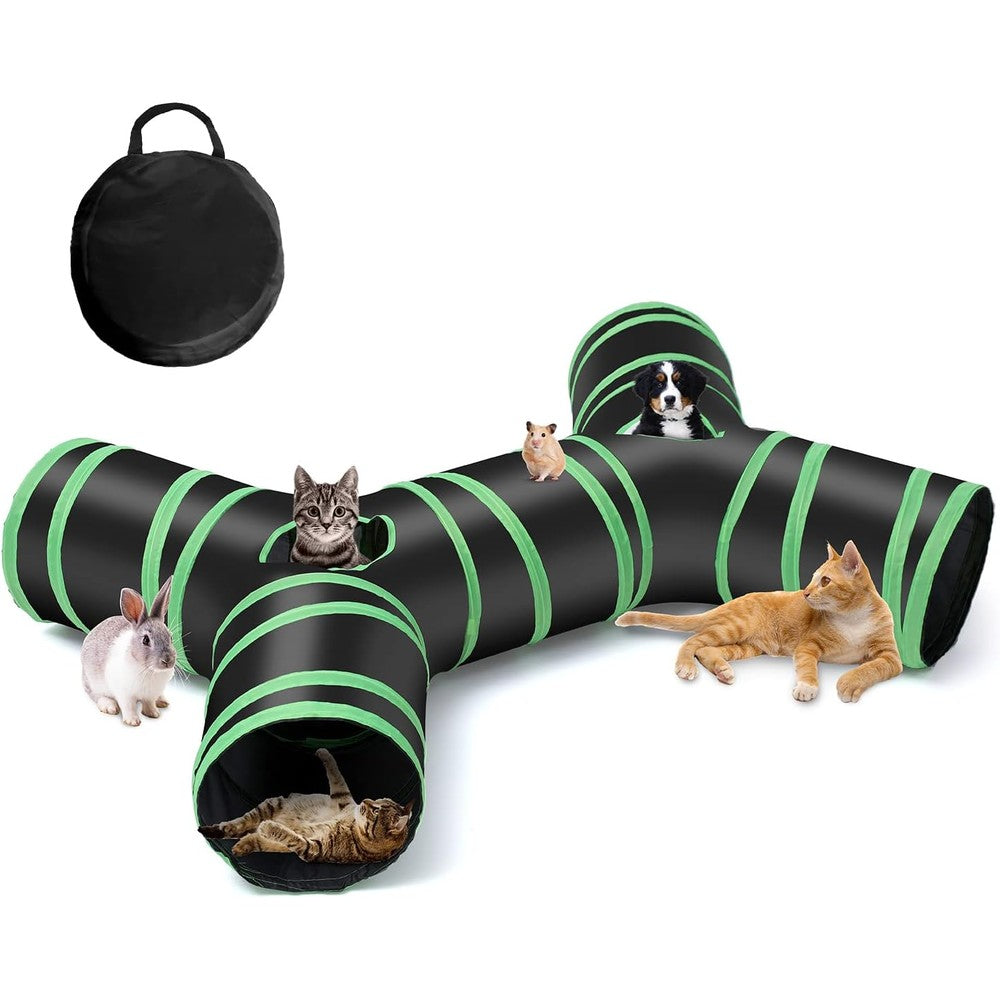YAMI Upgraded Cat Tunnel front view featuring four way collapsible layout for active pets.