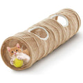 Flashing Fire Collapsible Cat Play Tunnel front view showing the wide entrance and hanging plush ball.