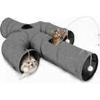 Ownpets cat tunnel front view showcasing green cactus shape layout on floor