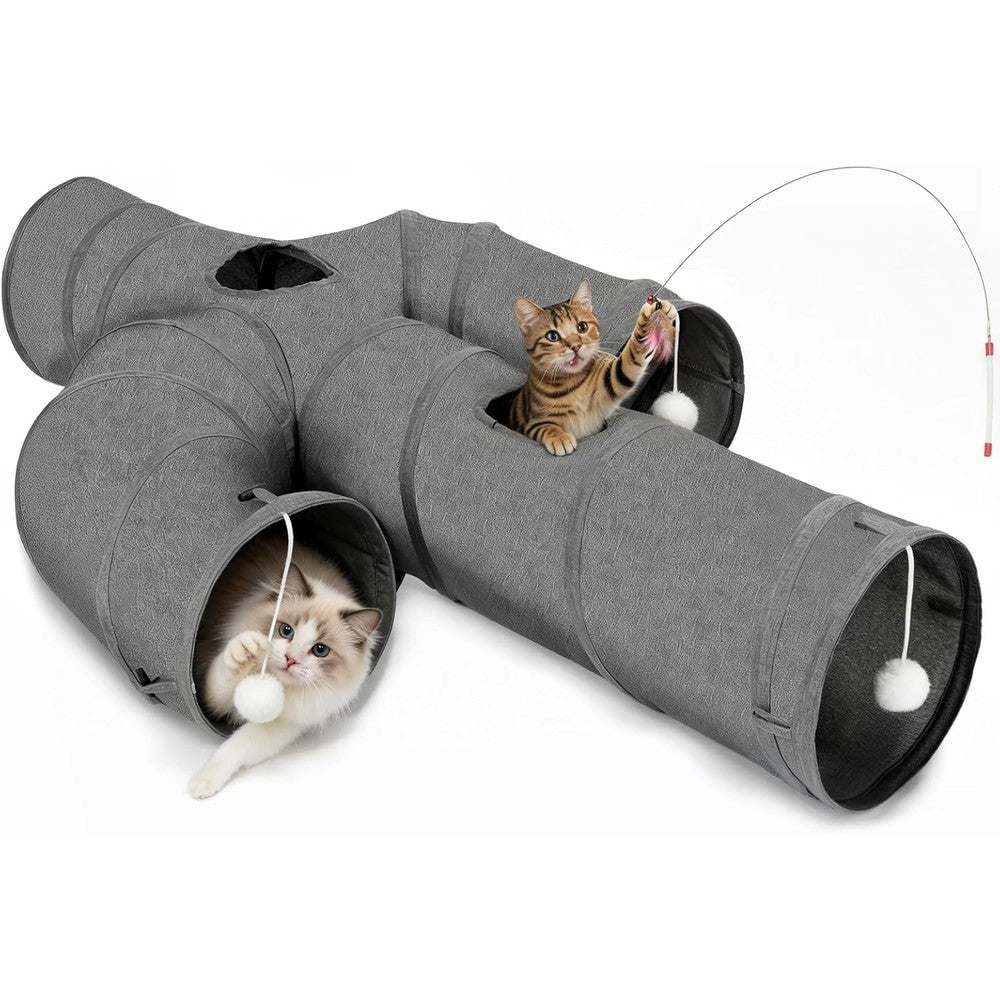 Ownpets cat tunnel front view showcasing green cactus shape layout on floor