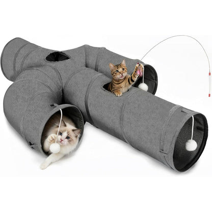 Ownpets cat tunnel front view showcasing green cactus shape layout on floor