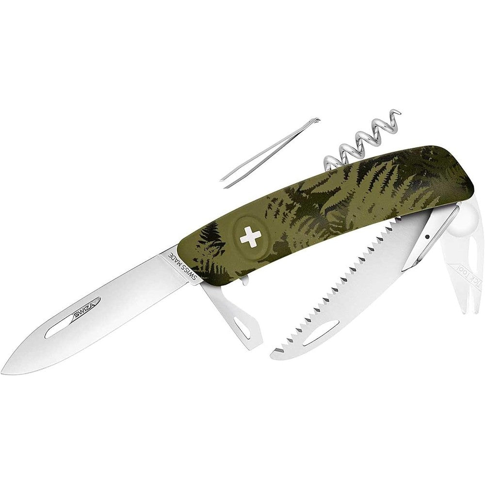 Swiza TT05 Tick Tool pocket knife front view in Olive Fern