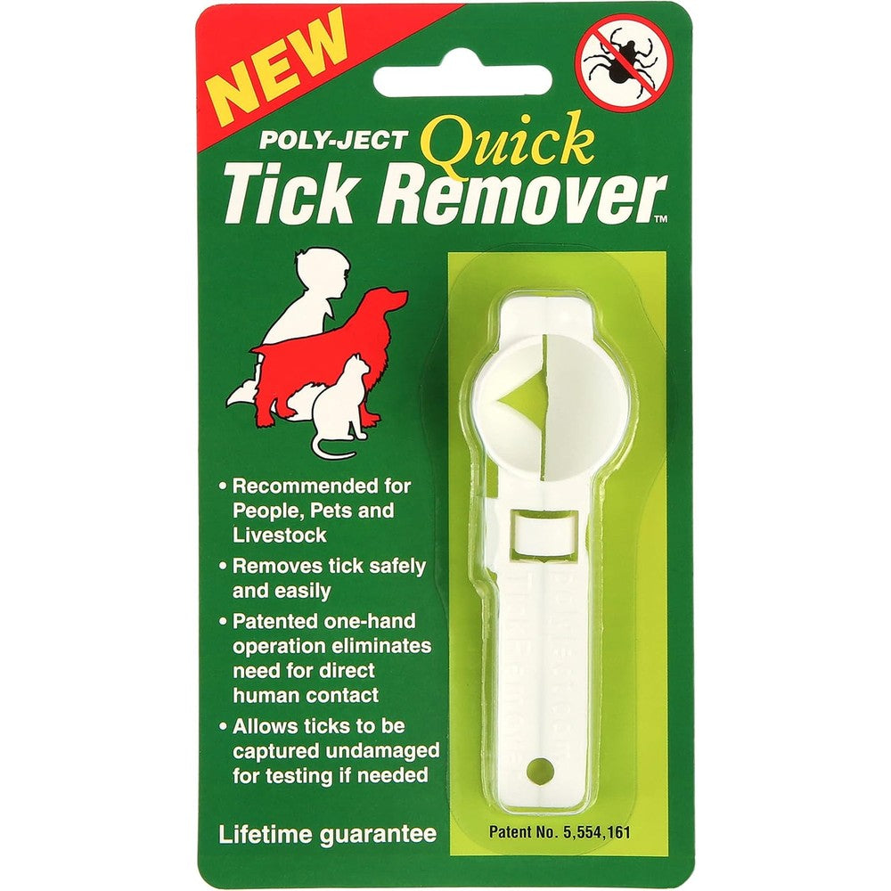 Poly-Ject Quick Tick Remover tool front view for humans and pets