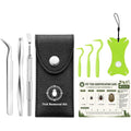 Auibor Professional Tick Removal Tool Kit With Stainless Steel Tweezers And Tick Twisters For Dogs Cats And Humans Includes Leather Storage Case