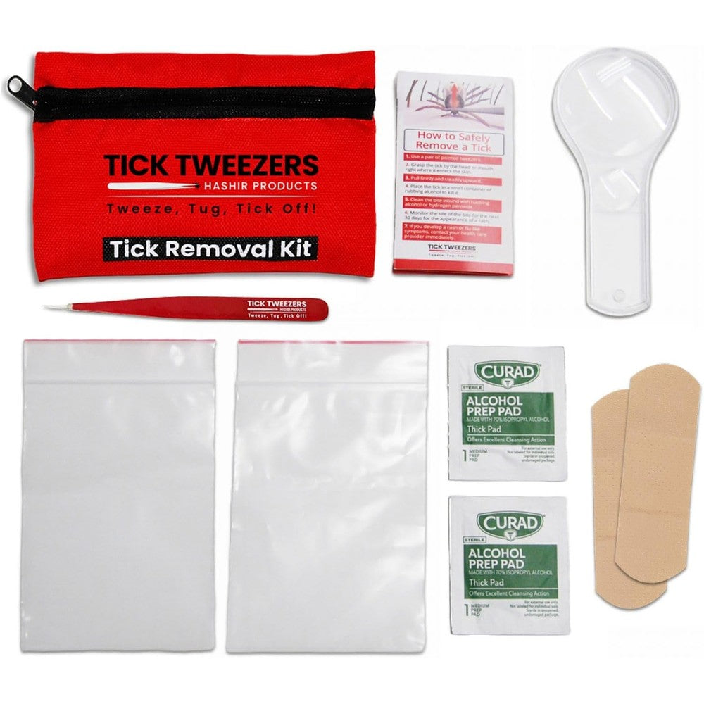 Hashir Professional Complete Tick Removal Kit For Hiking Traveling And Camping With Precision Tweezers Magnifier And Disinfecting Supplies