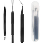 COITEK 3 in 1 Tick Remover Kit front view showing black stainless steel tools