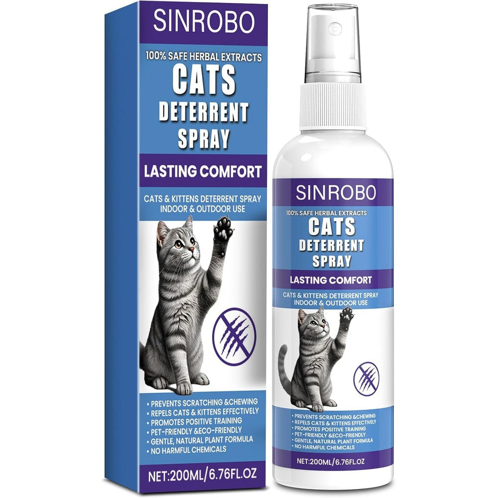 Mnozreo Sinrobo Cat Deterrent Spray For Furniture Scratching And Chewing Training Aid Natural Indoor And Outdoor Formula 200 Milliliters