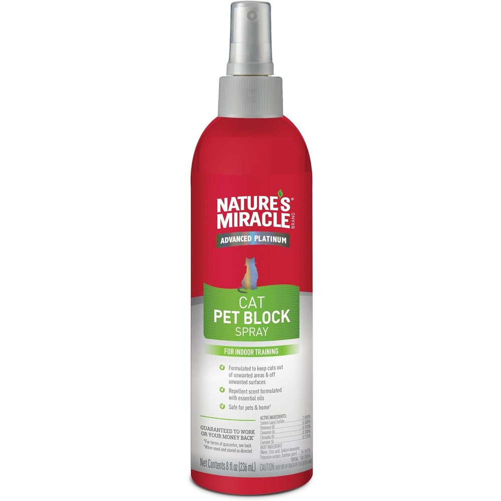 Nature's Miracle Advanced Platinum Cat Pet Block Repellent Spray Indoor Training Aid For Cats 8 Ounces