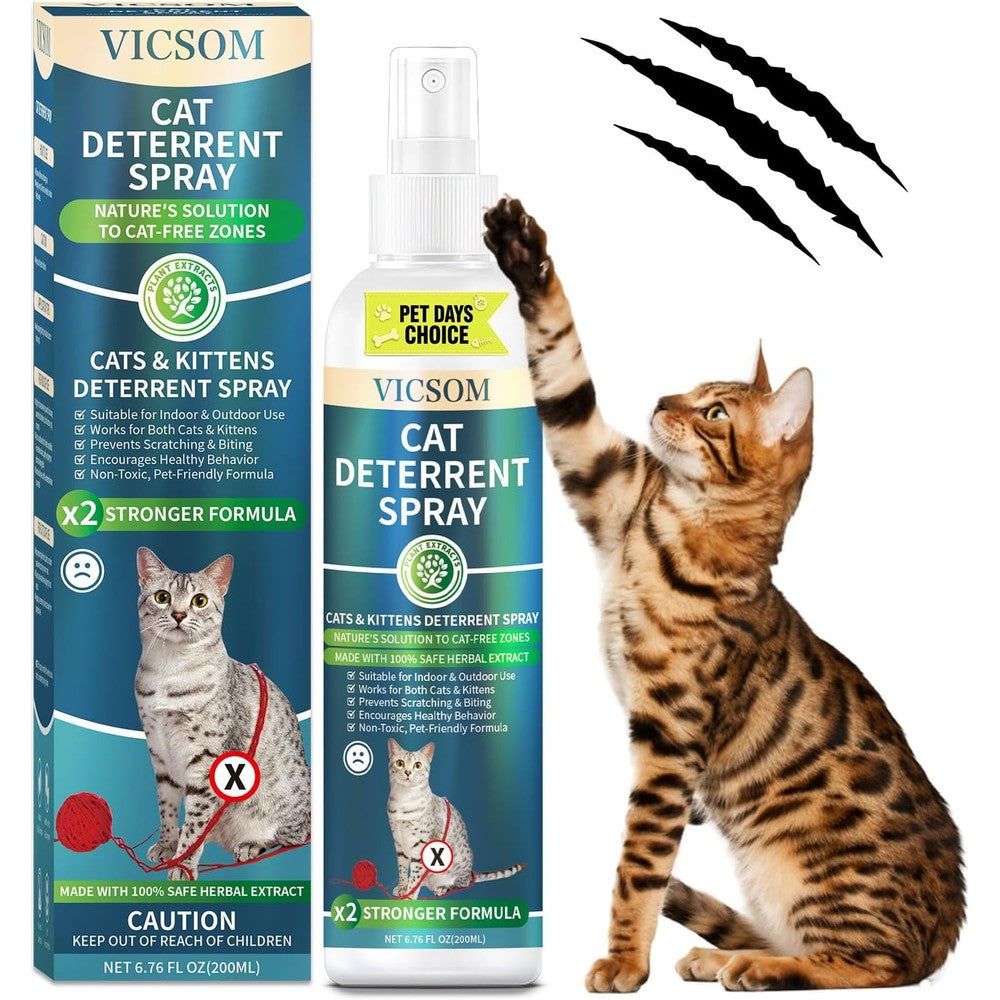 Vicsom Cat Deterrent Spray Upgraded Scratch Repellent For Furniture Sofas Curtains Rugs And Plants 200 Milliliters