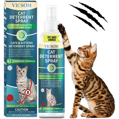 Vicsom Cat Deterrent Spray Upgraded Scratch Repellent For Furniture Sofas Curtains Rugs And Plants 200 Milliliters