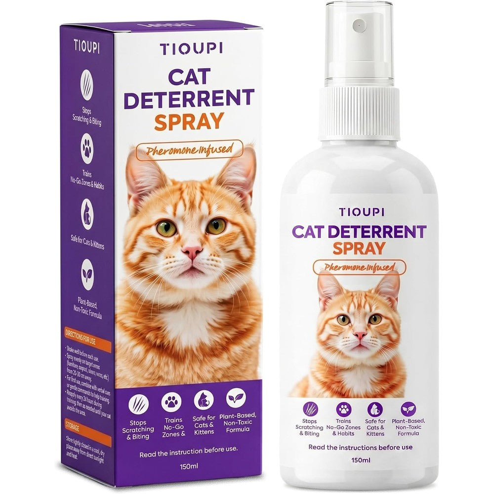Tioupi Natural Pheromone-Infused Cat Deterrent Spray Anti-Scratch And Anti-Marking Training Aid For Indoor And Outdoor Use 150 Milliliters