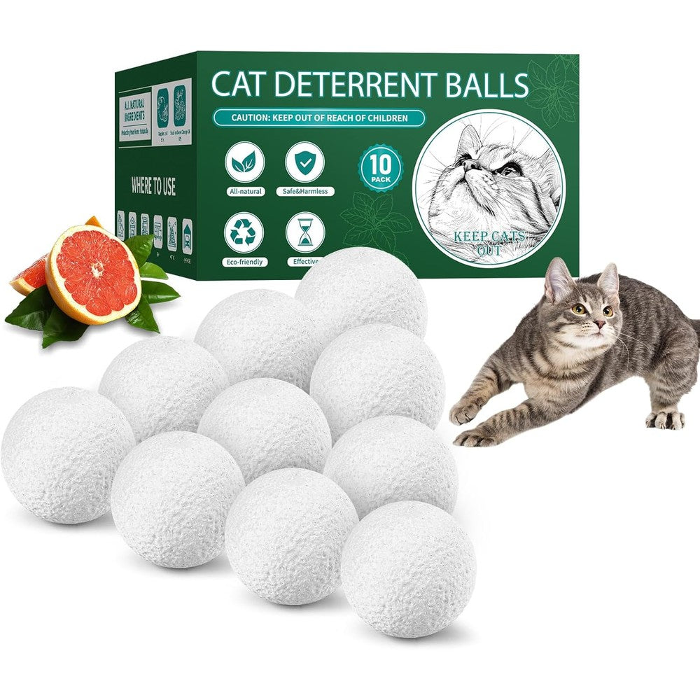 Telunsu Natural Grapefruit Oil Cat Repellent For Outdoor And Indoor Use Plant Based Cat Deterrent Balls For Garden And Furniture 10 Count Pack
