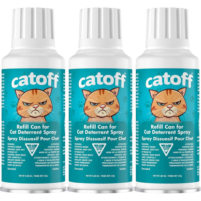CatOFF Pack Of 3 Refill Canisters Compatible With SSSCAT Indoor Cat Deterrent Spray System Made In USA Three Point Eight Nine Ounces One Hundred Fi...