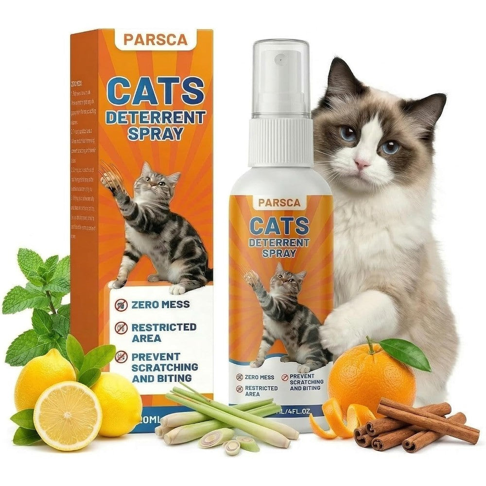 Parsca Cat Repellent Spray And Cat Deterrent Spray For Indoor And Outdoor Training, Natural Bitter Formula, 120 Milliliters / 4 Fluid Ounces