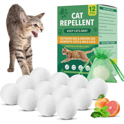 Tezora Natural Essential Oil Cat Repellent Balls For Indoor And Outdoor Deterrent Anti Scratch Protection Pack Of Twelve
