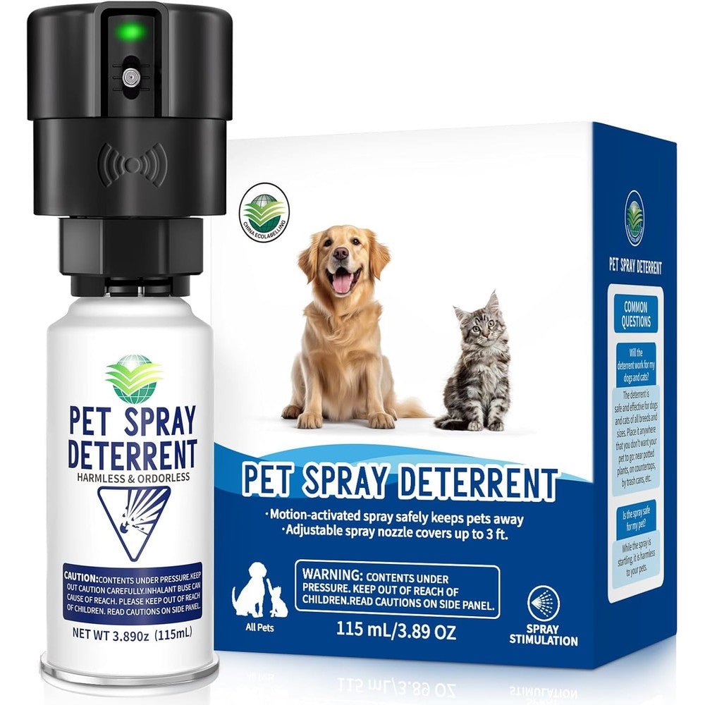 Piutezo Pet Spray Deterrent System Motion Activated Cat And Dog Repeller Device Indoor And Outdoor Training Kit One Pack Black