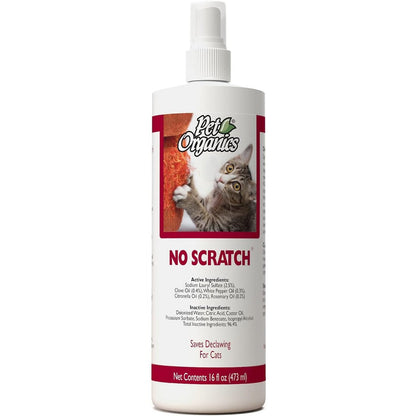 NaturVet Pet Organics No Scratch Spray For Cats Deterrent Training Aid Safe For Furniture Carpet And Drapes 16 Ounce
