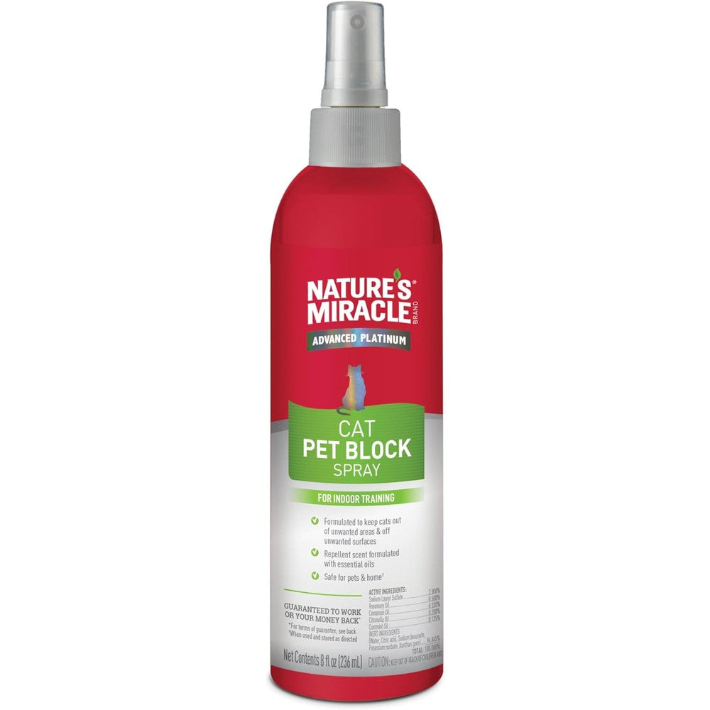 Nature's Miracle Advanced Platinum Cat Pet Block Repellent Spray Indoor Training Aid For Cats 8 Ounces