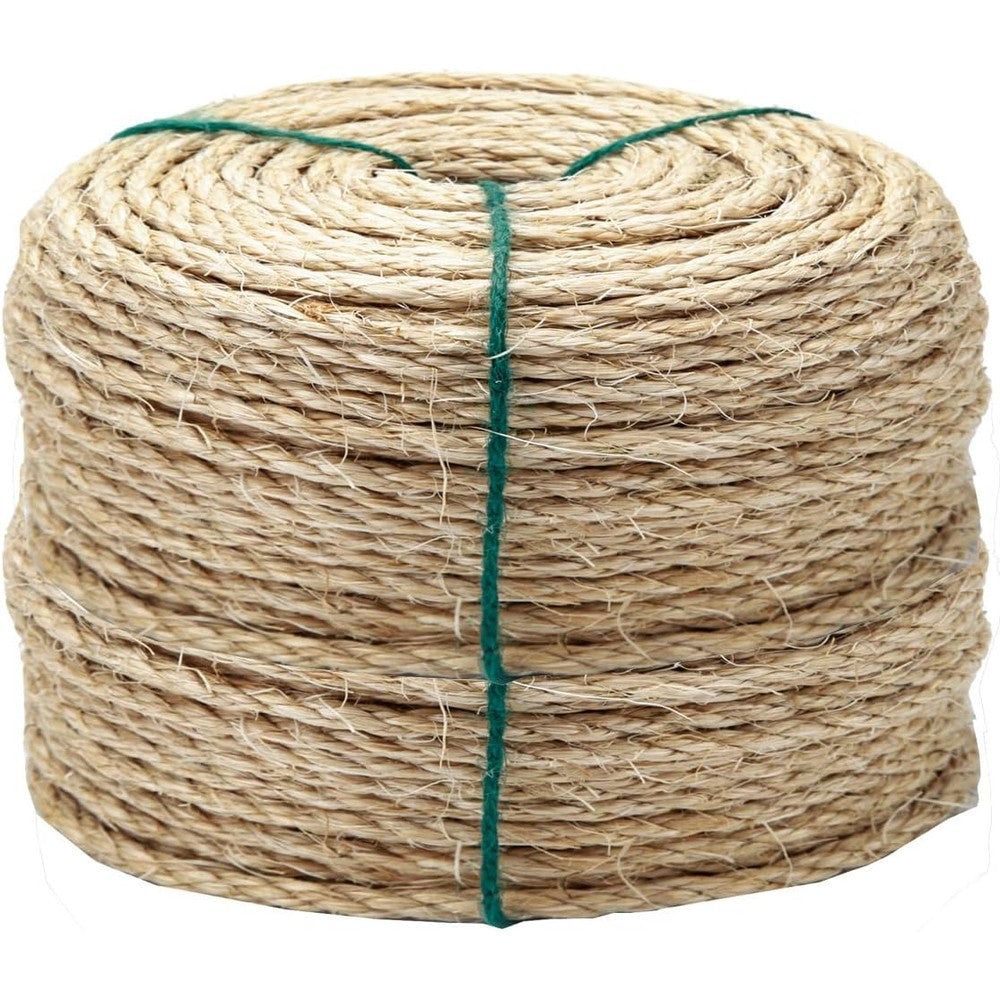 TienYow 4mm Natural Sisal Rope 164 Feet For Cat Scratching Post Repair And DIY Cat Tree Projects