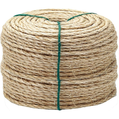 TienYow 4mm Natural Sisal Rope 164 Feet For Cat Scratching Post Repair And DIY Cat Tree Projects