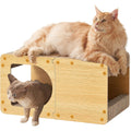 Eheyciga Cardboard Cat Scratcher House 23 Inch Corrugated Scratching Board For Indoor Cats Extra Large Natural Brown Cat Lounge Bed