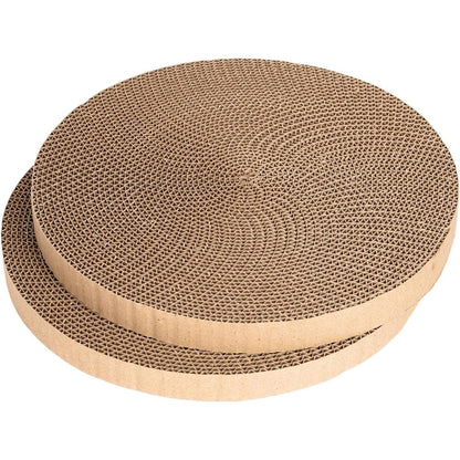 Roadtofree Round Cat Scratcher Refill 10 Inch Diameter 7/8 Inch Thickness Corrugated Cardboard Scratching Pad Replacement For Cats 2 Pieces